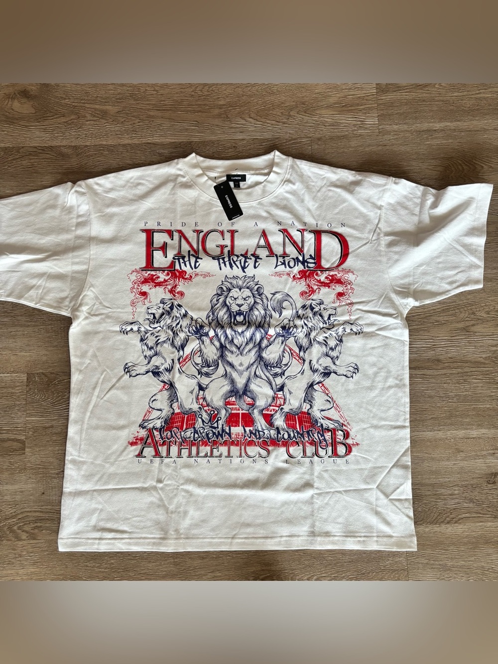England White Cotton Soccer
Graphic Oversized T-Shirt